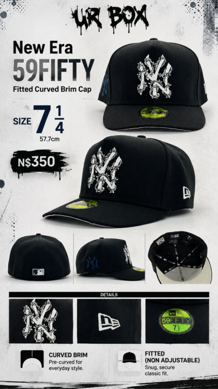 New Era 59FIFTY Fitted Curved Brim Cap Size 7 1/4 57.7cm N$350