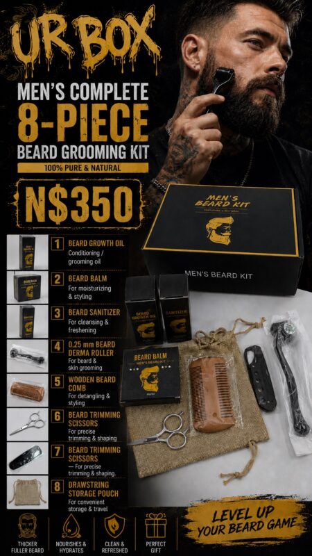Men’s Complete 8-Piece Beard Grooming Kit N$350