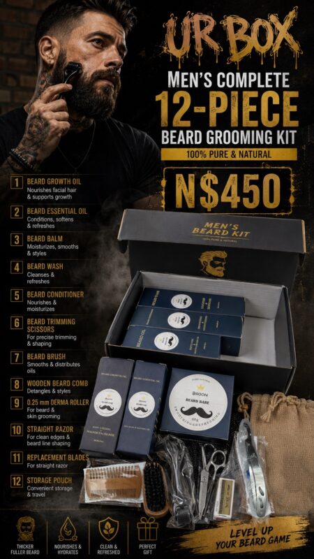 Men’s Complete 12-Piece Beard Grooming Kit N$450