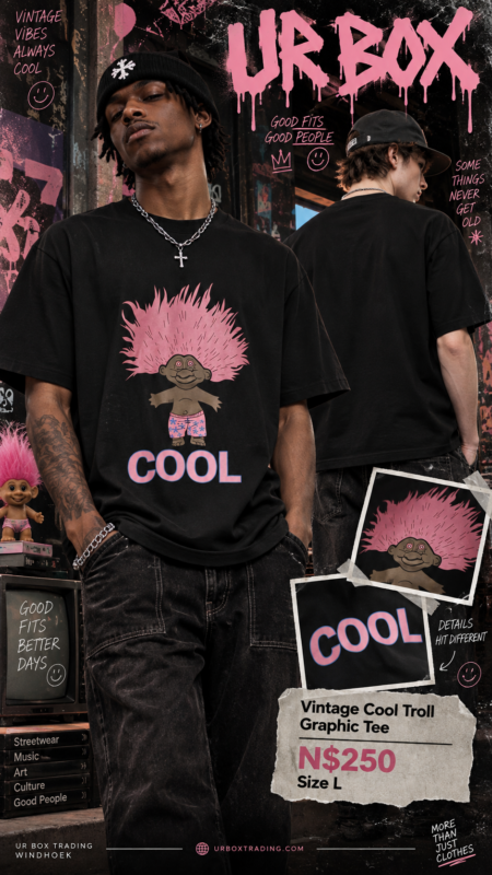 Vintage Cool Troll Graphic Tee N$250