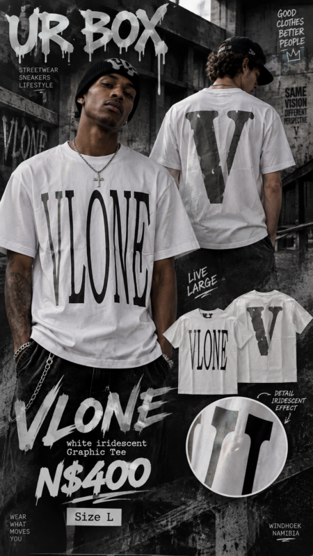 Vlone white Iridescent Graphic Tee Size L N$400