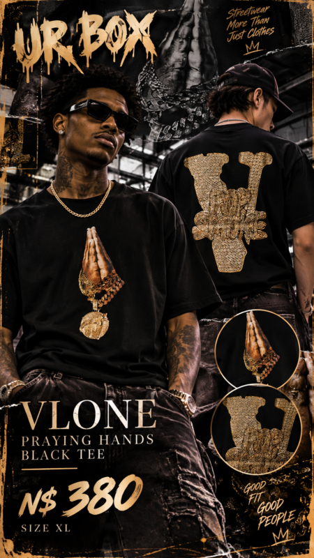 Vlone Praying Hands Black Tee N$380 Size XL