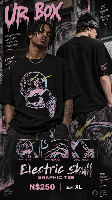 Electric Skull Graphic Tee Size XL N$250