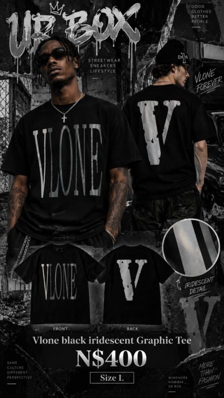 Vlone black Iridescent Graphic Tee Size L N$400