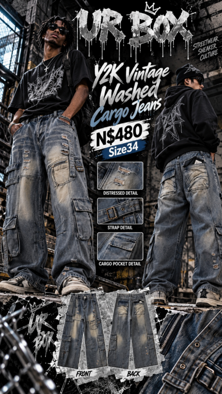 Y2K Vintage Washed&nbsp; Cargo Jeans N$480 Size34