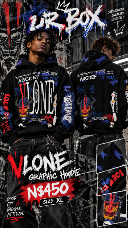 Vlone Graphic Hoodie N$450 size XL