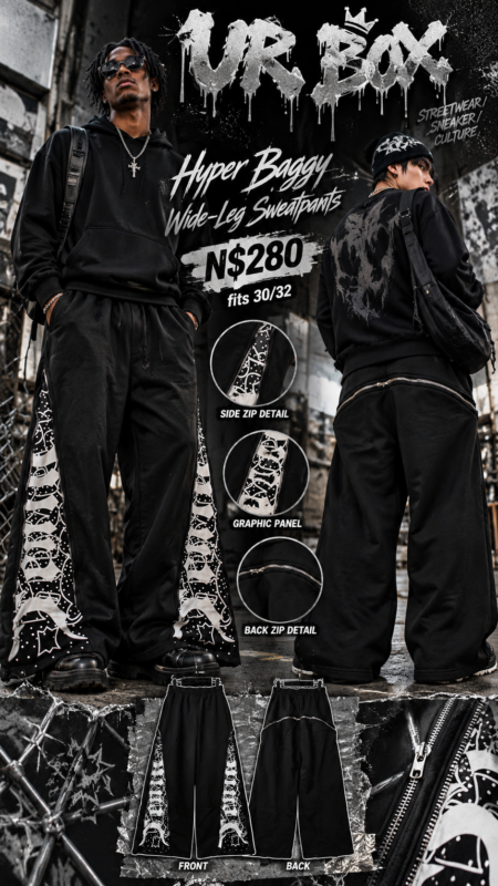 Hyper Baggy Wide-Leg Sweatpants N$280 fits 30/32
